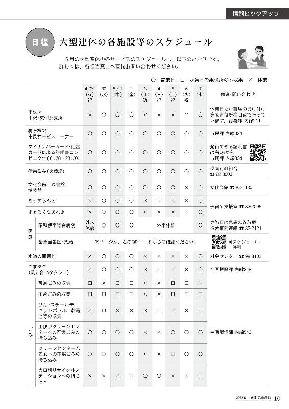 ゴールデンウイークの業務スケジュール