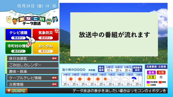 データ放送画面イメージ