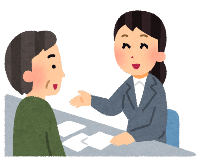 窓口で相談を受けているイラスト