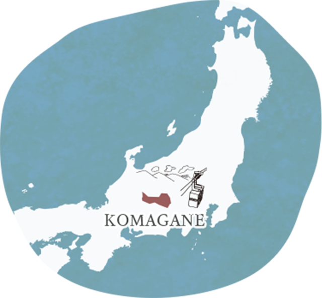 駒ヶ根市位置図、長野県に位置する。中央アルプスにあるロープウェイが有名