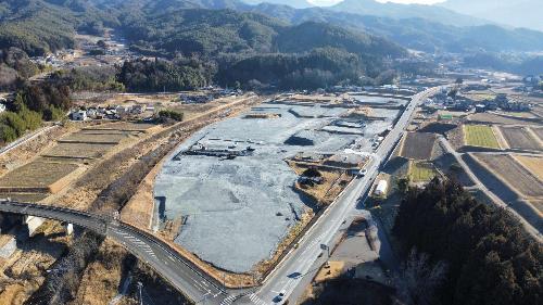 工事中の新宮川岸交差点付近
