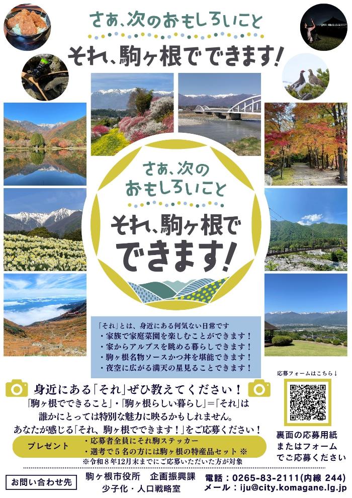 「それ、駒ヶ根でできます」メニュー募集チラシ